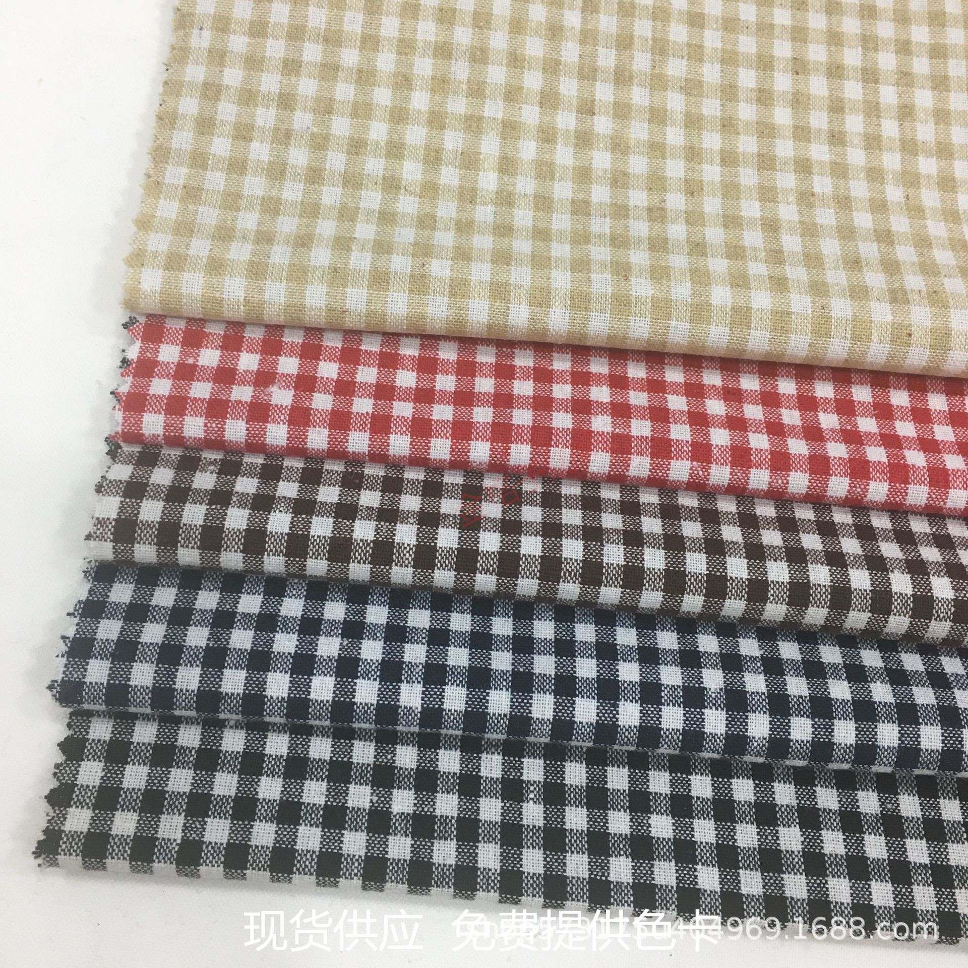 现货供应 涤麻色织格子布 4mm朝阳格 衬衫布 田园风 DIY家居布料