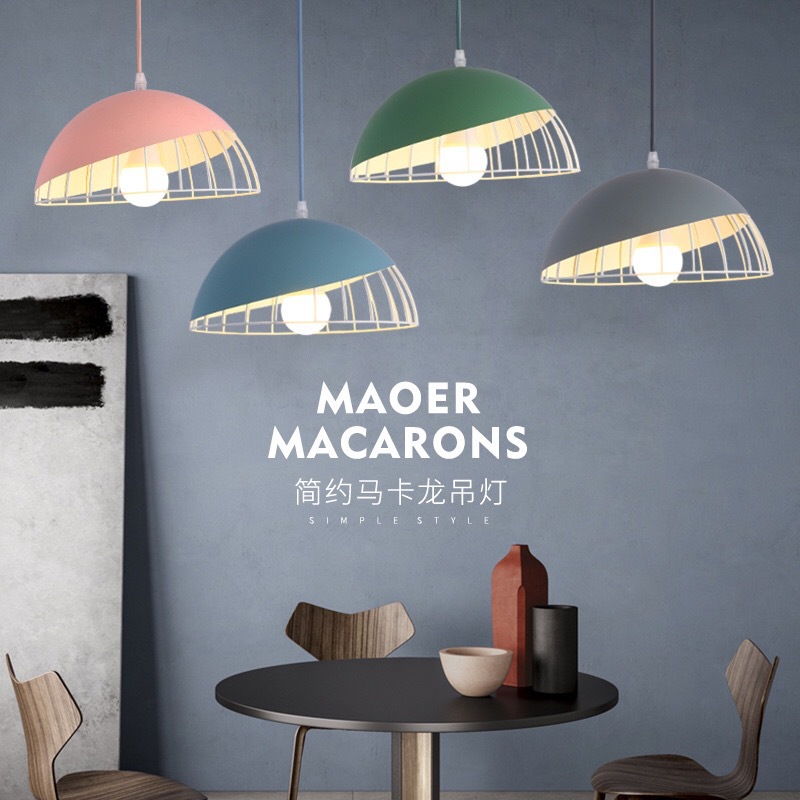 北欧简约铝材吊灯 创意个性餐厅吧台奶茶店办公室马卡龙彩色灯具