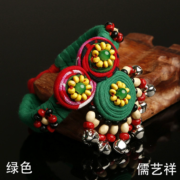Этническая ткачёная маленькая колокольчика из провинции Юньнань, handmade, ретро браслет, ткань, оптом, этнический стиль, цветущий