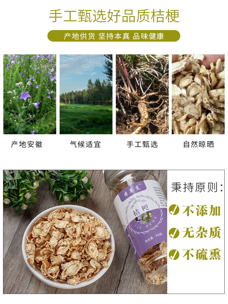 Jie Geng Slices (Platycodon grandiflorus) — Sulfur-Free Dried Root for Herbal Tea & Soup overview