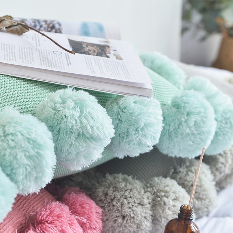 纯色球球大抱枕 北欧ins风格靠枕毛线创意家居沙发靠垫套