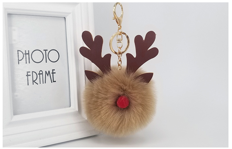 Cute Rabbit Fur Christmas Elk Keychain Pendant Bag Pendant Christmas Gifts display picture 1