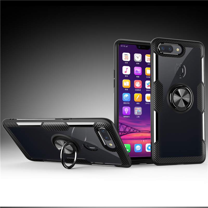 适用OPPOReno梦境版透明隐形车载指环支架手机壳 R15标准版防摔套