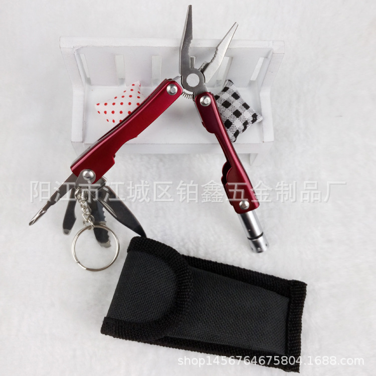 1多功能不锈钢折叠刀钳子迷你带led灯带钥匙扣户外便携小钳子