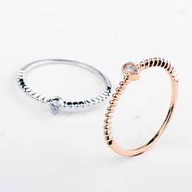 新款简约气质镀真金水滴锆石戒指女韩版时尚新款个性镀金心形戒指