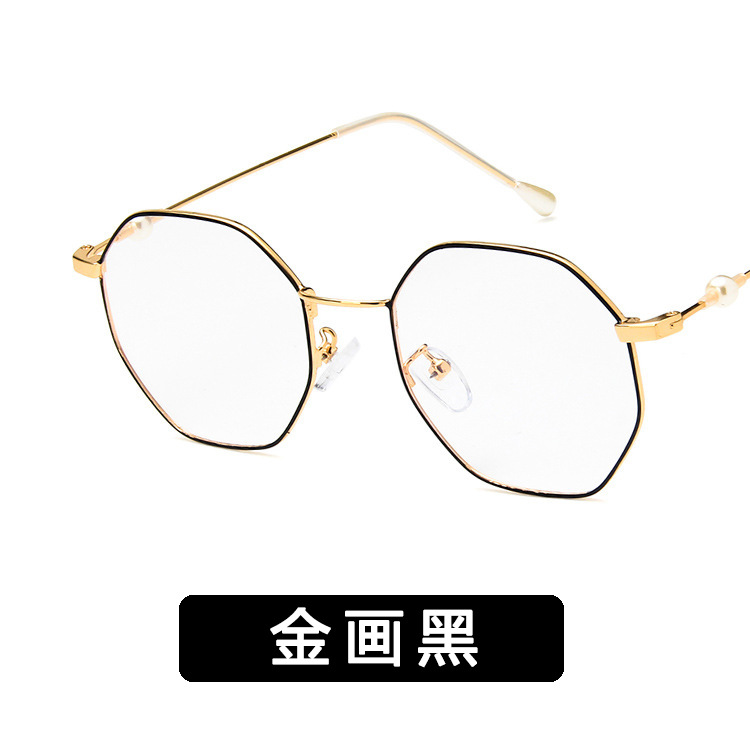Korean Style Retro Square Glasses Frame 1827 Polygon Irregular Flat Glasses Fashion Pearl Leg Glasses Frame