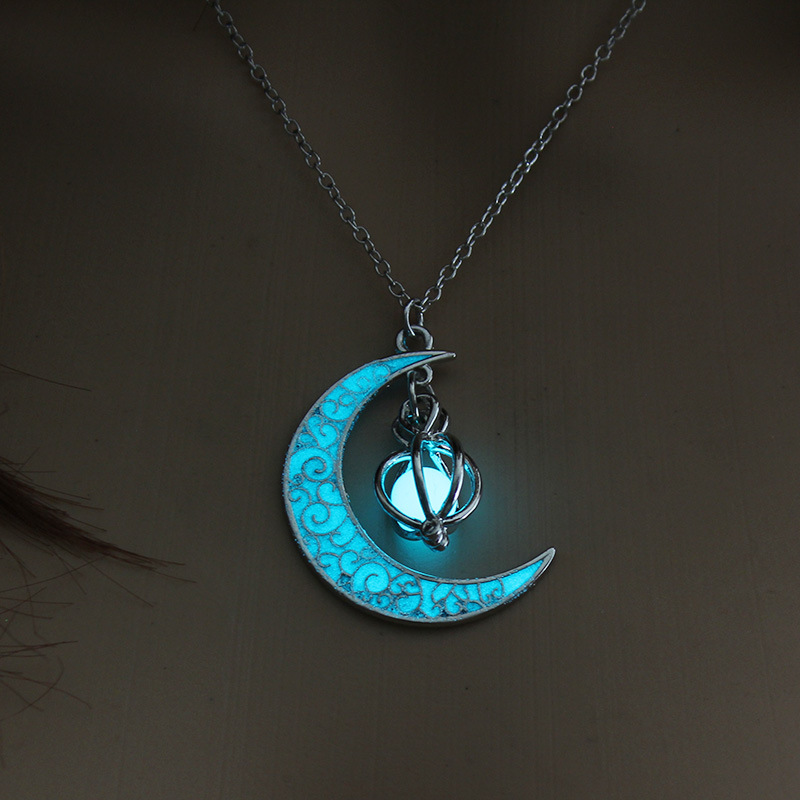 Hot Selling Moon Pumpkin Pendant Luminous Stone Luminous womenu0027s Necklace