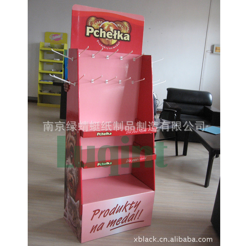 厂家批发超市纸货架 带挂钩式展示架 零食促销纸展示台