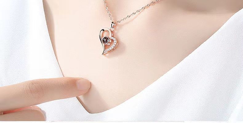 Heart Shape Copper Inlay Artificial Gemstones Pendant Necklace 1 Piece