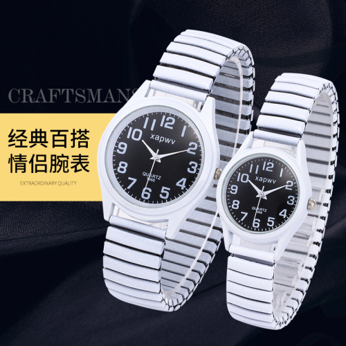Charon xapwv gun shell steel band couple watch black and white European and American large dial watch men's simple women's quartz watch