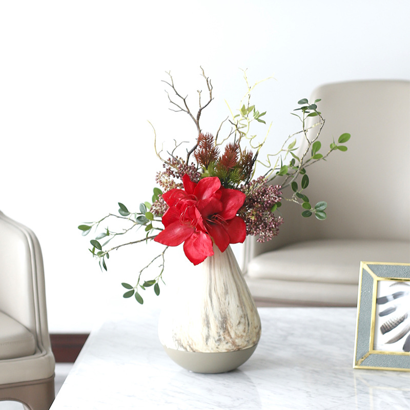 New Chinese style amaryllis vittata ait suit Artificial Flower indoor Entrance tea table desktop Silk flower Open Houses Artificial flower ornament