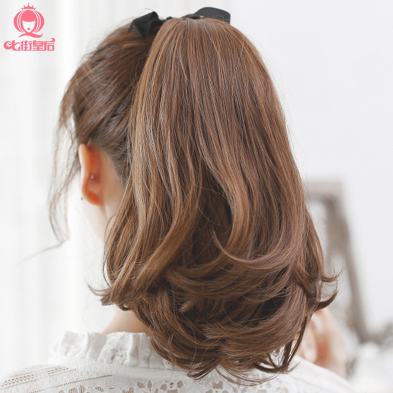 马尾假发 女士微卷马尾接发片 梨花卷马尾 短卷发接发马尾辫批发|ru