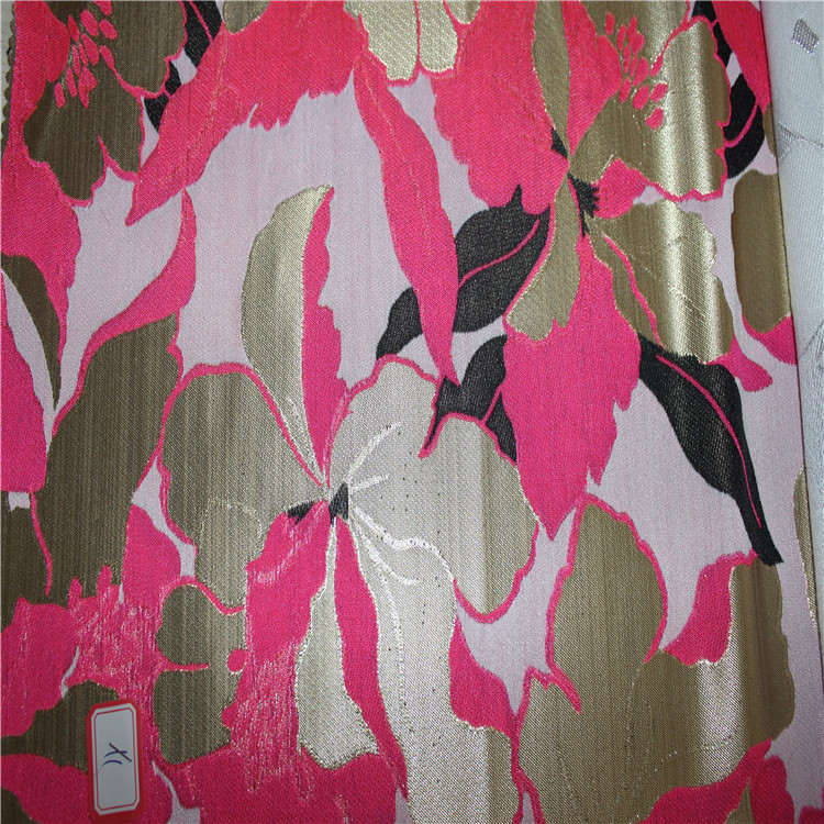 金属丝19%锦纶11%涤71%百何花图色织提花布面料知适用于服装装饰
