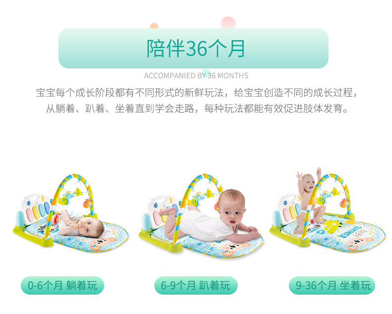 脚踏钢琴婴儿健身架器新生儿宝宝音乐游戏毯玩具0-1岁3-6-12个月详情图12