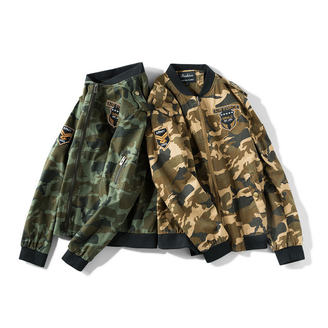 Spring and autumn men’s baseball collar camouflage embroidered jacket pure cotton wash jacket
