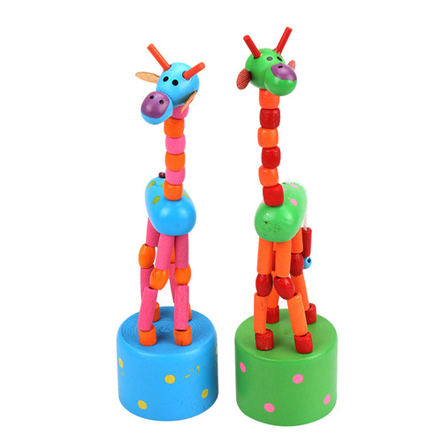 Dancing giraffe/children's cartoon toys/wooden crafts/nostalgic joint puppets