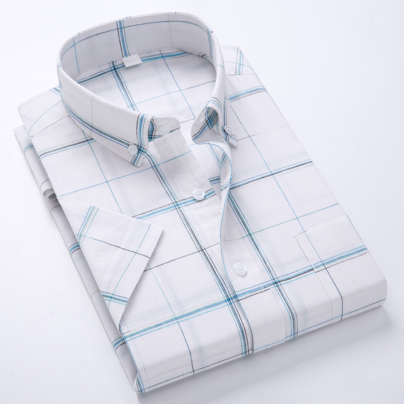 夏季新款中老年男士短袖衬衫男格子衬衫批发零售工厂直供一件代发|ms