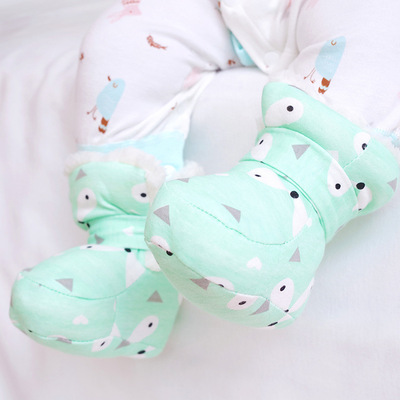 初生宝宝婴儿鞋魔术贴防掉棉秋冬季新生儿软底加厚防脏保暖羊羔绒|ru
