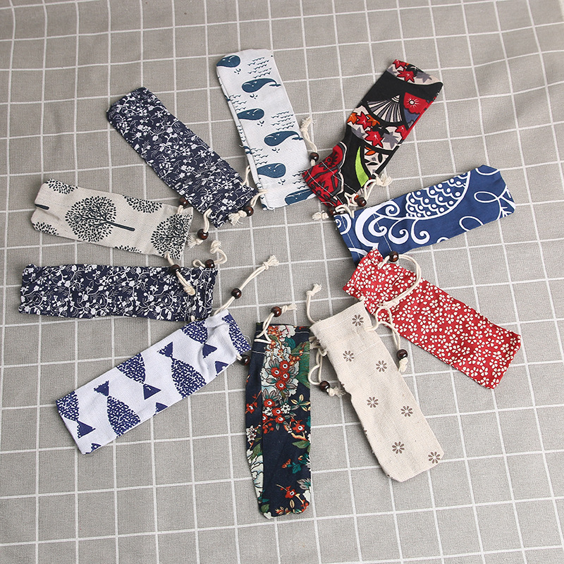 和风餐具袋  束口小布袋  饰品礼物双边束口袋子  厂家促销