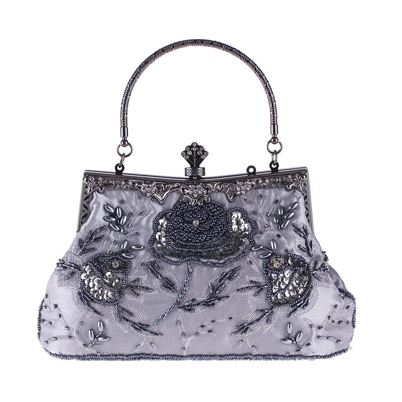 Vintage silk embroidered evening bag NHYG154192