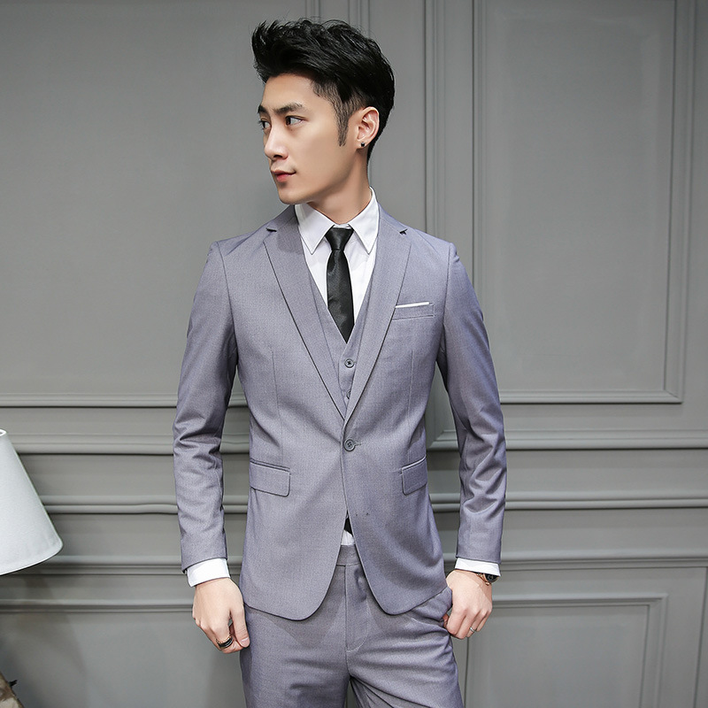Traje traje de tres piezas SLIM-Fit coreano casual traje de negocios formal vestido de novia novio mejor traje de hombre