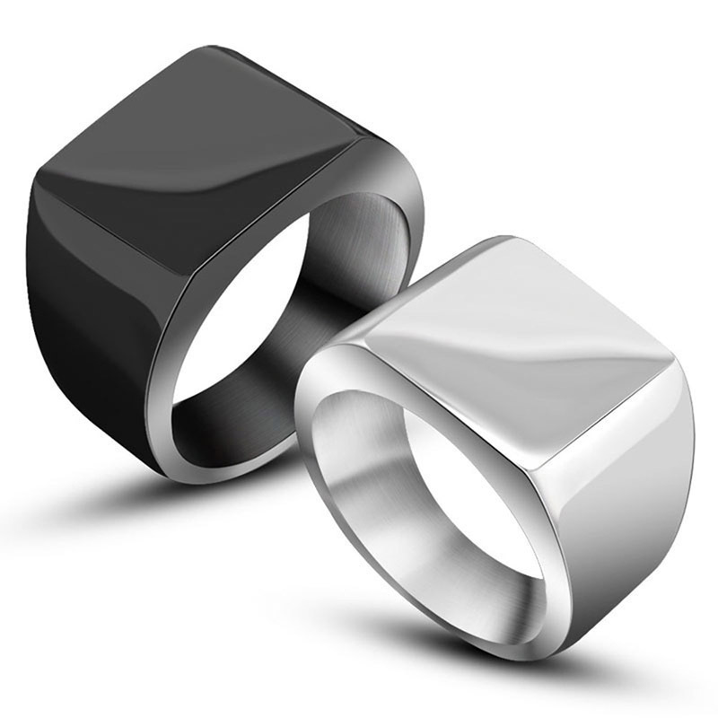 戒指男欧美钛钢光面戒指 简约平面四方指环 个性饰品 SA559