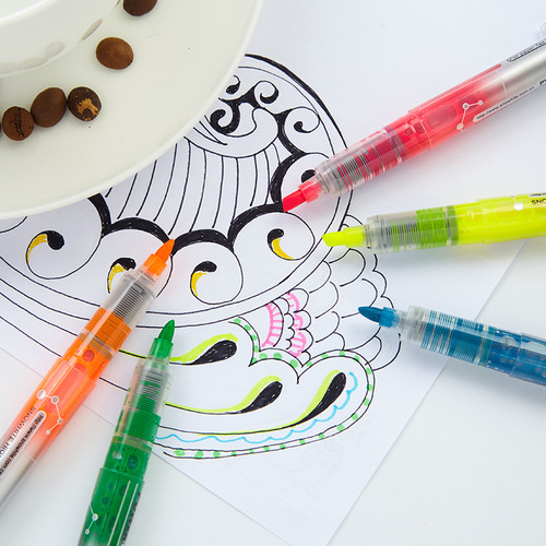Baixue fluorescent pen color straight liquid marker marker pen multi-color pen 626 student supplies ten colors optional