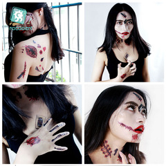 Cross-border supply waterproof Halloween tattoo stickers, funny party horror stickers, wound scar stickers tattoo