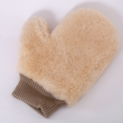 供應真羊毛擦車手套皮毛洗車手套雙面羊毛蠟擦洗車工具