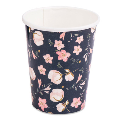 Special Offer Like a breath of fresh air Black bottom Pink Flower Printing paper adult birthday party Supplies cherry blossoms Drink Cup 8