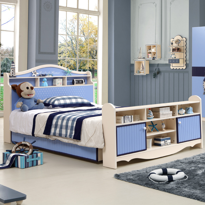 儿童床男孩套房家具组合小孩单人床1.2米1.5米欧式王子床青少年床