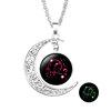 European and American classic luminous 12 constellation crescent crystal necklace Glow in the dark girl alloy necklace