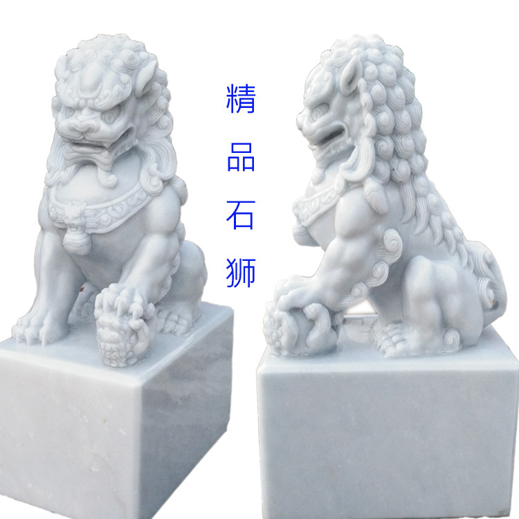 现货石狮子汉白玉精品镇宅辟狮子门口摆件风水天安门石雕迎宾喜狮|ms
