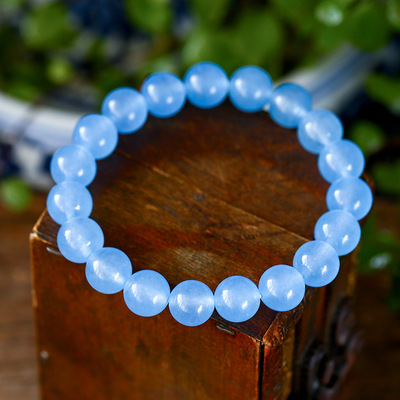 Extravagant crystal blue Lap Bracelet Blue Chalcedony Bracelet blue gemstone men and women Jewelry Manufactor wholesale