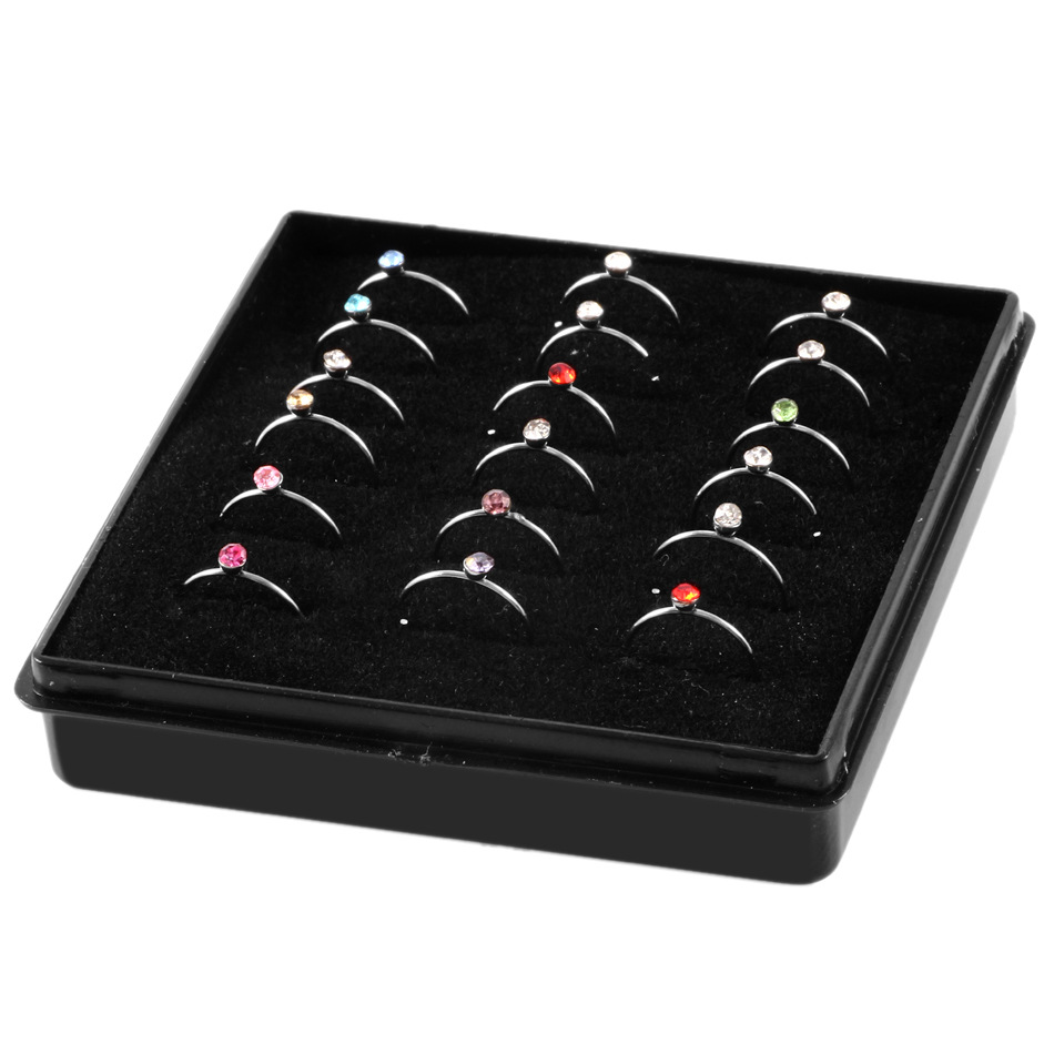 Fashion C Shape Stainless Steel Inlay Zircon Nose Ring 1 Set