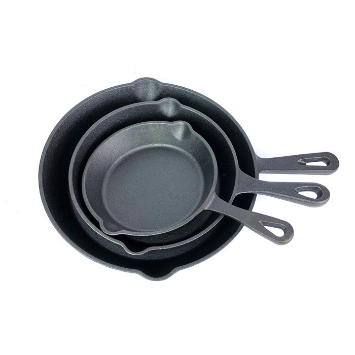 Sartén de mango largo de hierro fundido mejorado y sazonado en caliente, sartén de hierro fundido de 8 pulgadas