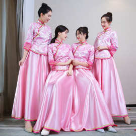 中式伴娘服新娘伴娘团姐妹裙长款礼服气质优雅复古连衣裙古装演出