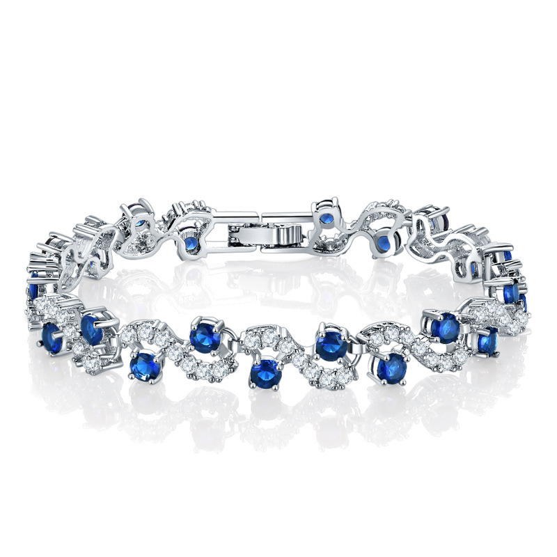 Fashionable and Versatile Jewelry Wholesale Exquisite Sparkling Diamond Hand Jewelry Aaa Zircon White Golden-Plated Bracelet Drop Shipping Crystal Bright Diamond