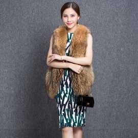 欧美风2018新款秋冬气质时尚仿皮草马甲女背心貉子毛加厚外贸爆款
