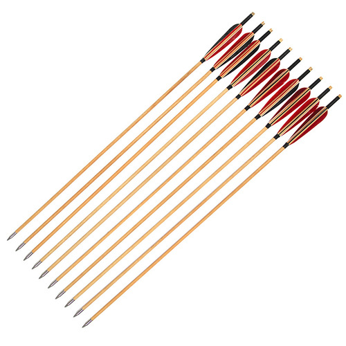 Traditional bow and arrow wood arrow wholesale bamboo arrow wholesale target arrow head non-hunting arrow head supports real feather wood arrow shaft