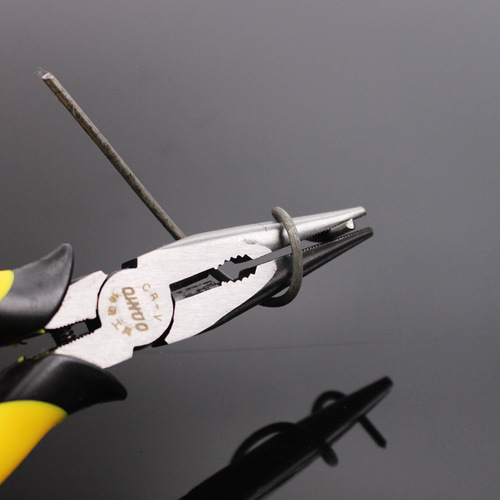 Qinuo pliers labor-saving multi-functional tiger leather handle wire pliers flat mouth wire pliers tool 8 inch No. 45 steel vise