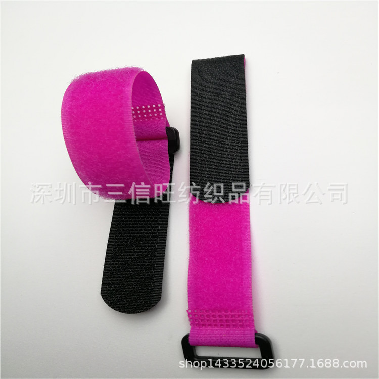 绿色带扣魔术贴绑带2*20cm尼龙反扣扎带塑料扣粘扣