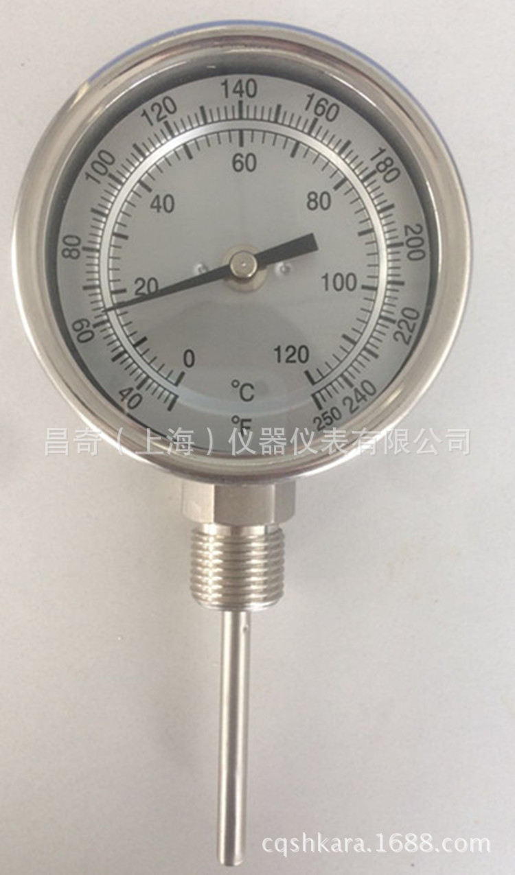 昌奇双金属温度计蒸汽温度计高温工业温度表热套式双金属温度计