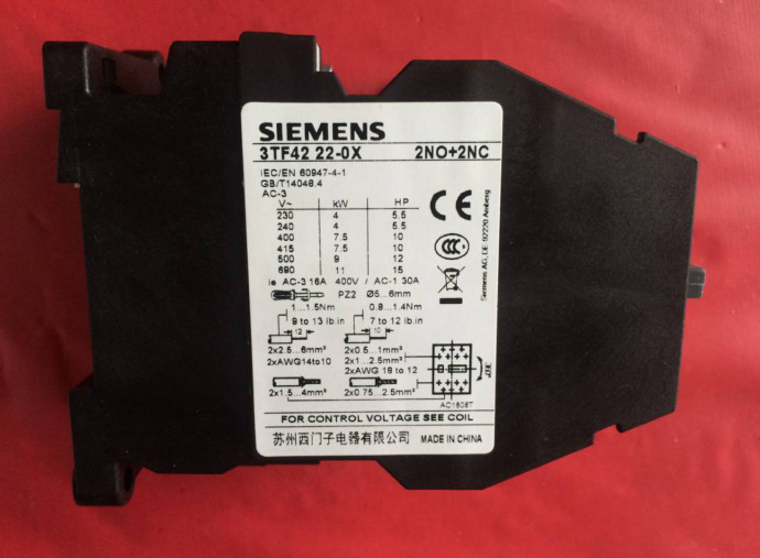 Siemens 3TF42 22-4MF0 Schütz – AC-3, 7,5 KW, 400V, 2NO+2NC, 110V 50Hz – Zuverlässig & Robust