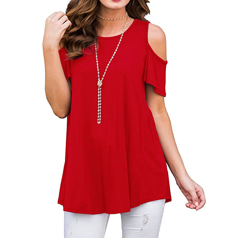 Round Neck Strapless Short Sleeve Top  NSGE37845