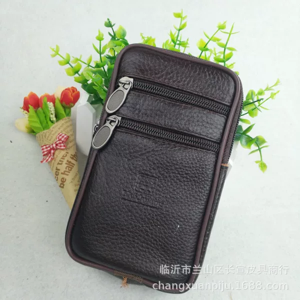Men's leather case vertical cowhide 5.8 inch belt mobile phone waist bag casual bag mobile phone bag wholesale factory direct sales