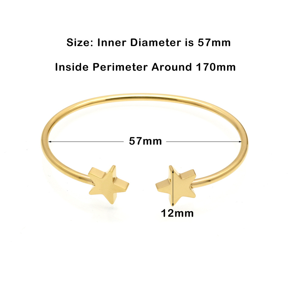 Simple Style Star Titanium Steel Plating Gold Plated Bangle display picture 2