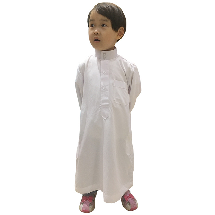 Boys Qatar Arab Children White Robe Muslim Tee Shirt De Designer 618