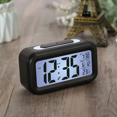 Large Screen LCD Electronic Clock with Chinese Time Reporting, Light-Sensitive Smart Clock, Glow-in-the-Dark Silent Alarm Clock, Electronic Alarm Clock 3#