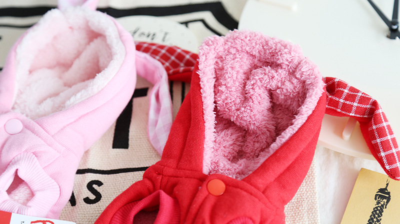 格子兔蝴蝶结绒衣